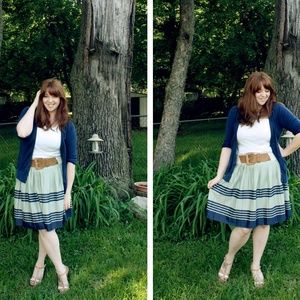 Vintage Mint & Navy Circle Skirt